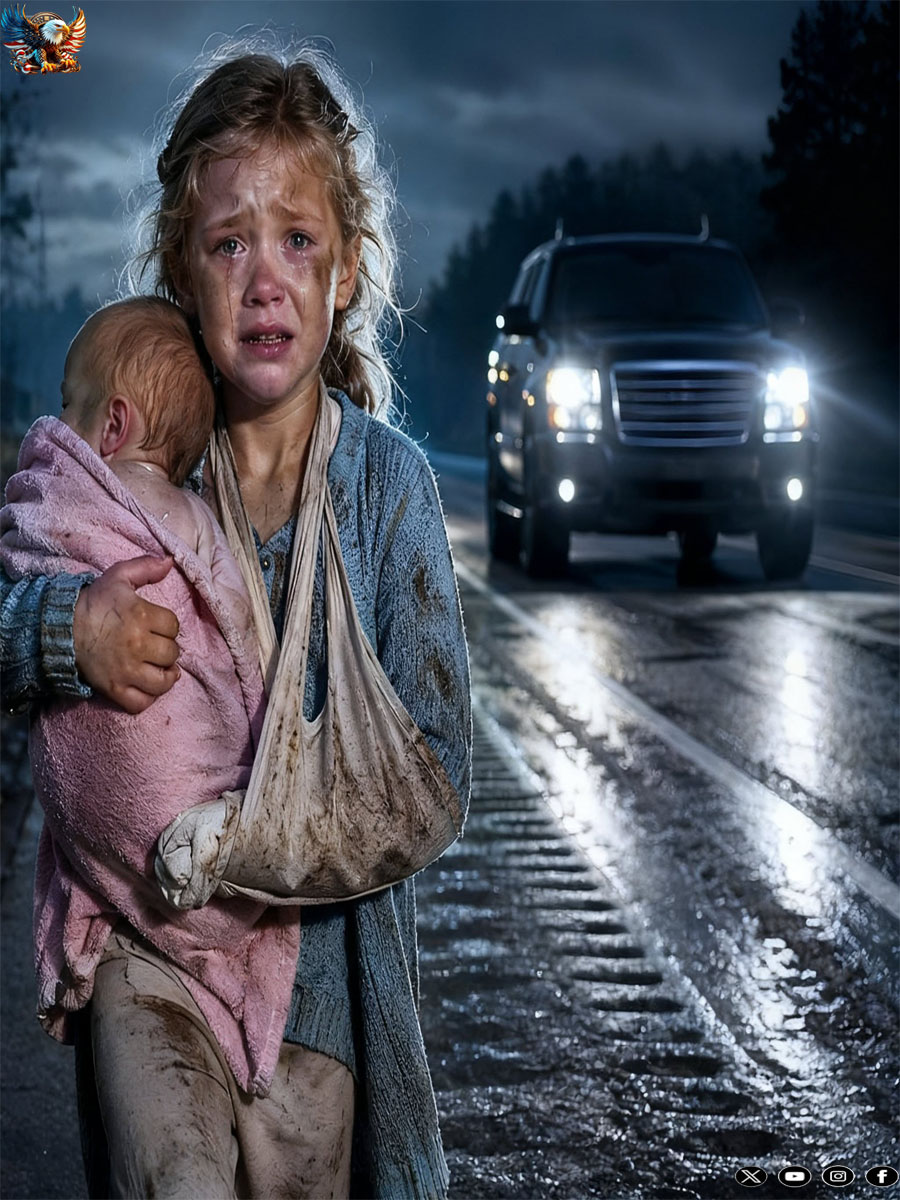 A MILLIONAIRE SAW A BAREFOOT LITTLE GIRL WITH A BROKEN ARM CARRYING HER BABY SISTER ALONG I-75—BUT WHEN HE STOPPED HIS CAR, HE UNCOVERED A CHARITY’S DARK SECRET AND A MOTHER HIDDEN IN A WAREHOUSE