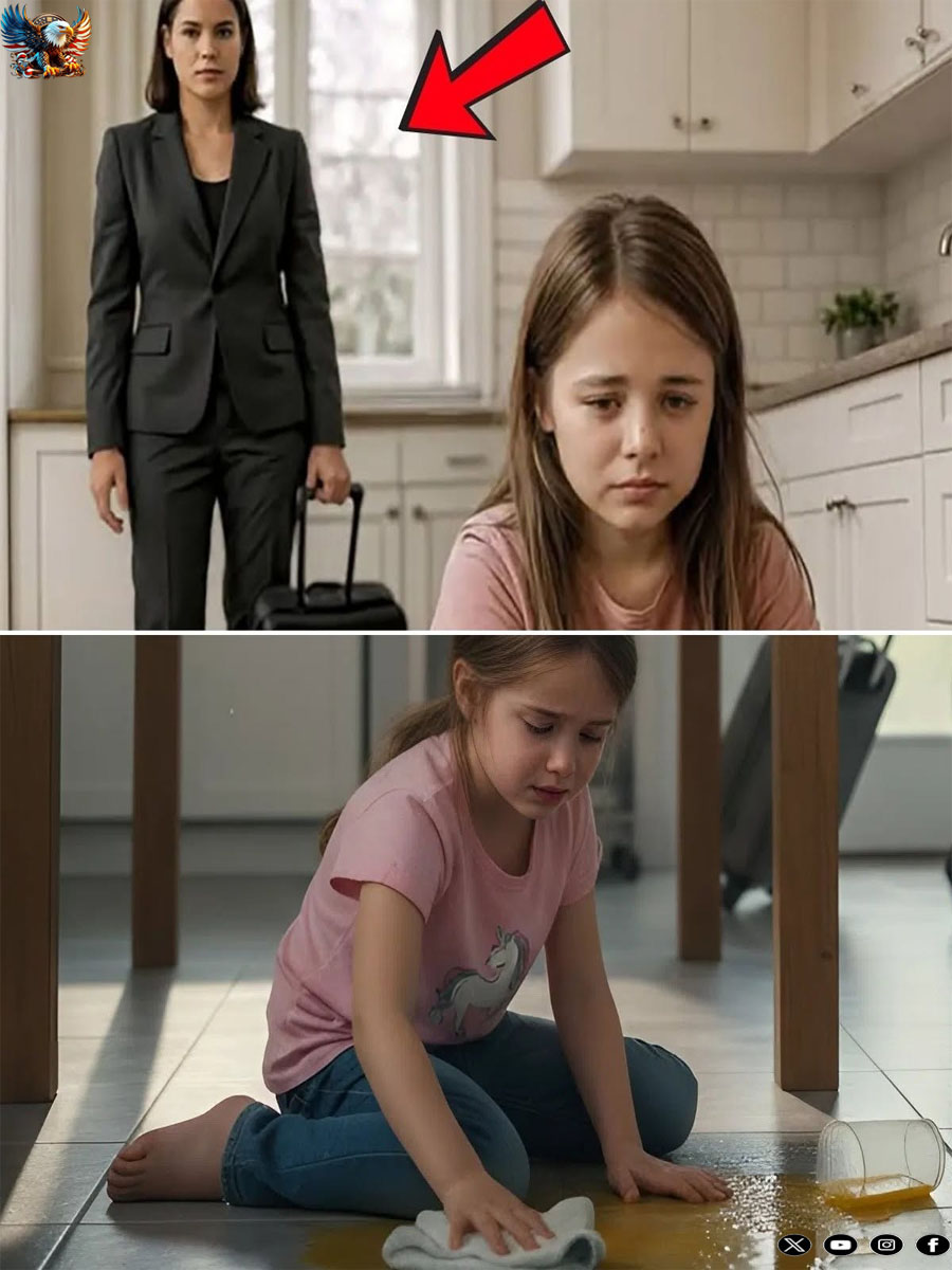 I Came Back From My Trip a Day Early… and Found My Nine-Year-Old Daughter Alone at Home, on Her Knees in the Kitchen, Scrubbing the Floor With a Rag Because My In-Laws Thought She “Needed to Be Punished.”