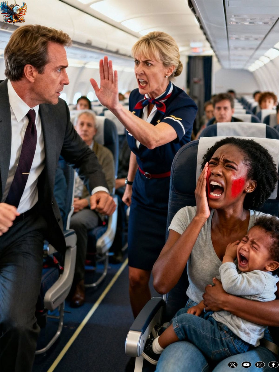 A racist flight attendant slapped a Black mother holding her baby mid-flight, while everyone else just watched, until a billionaire CEO who saw everything stood up and did something that silenced the entire plane in shame…