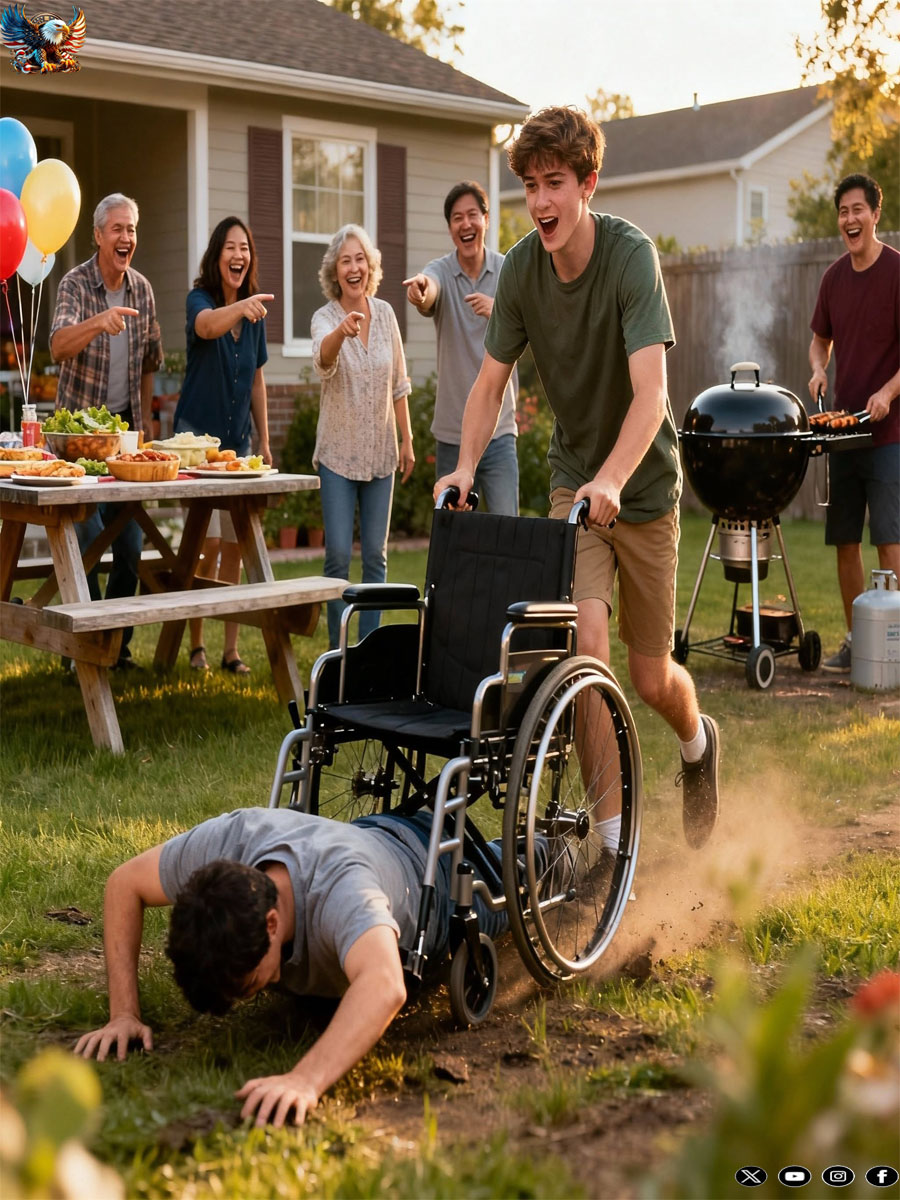 My Brother Pushed Me Out Of My Wheelchair At Our Family Reunion. Stop Faking For Attention. Everyone Laughed As I Lay On The Ground. What They Didn’t Know Was That My Doctor Was Standing Right Behind Them. He Cleared His Throat And Said Five Words That Ended Everything…