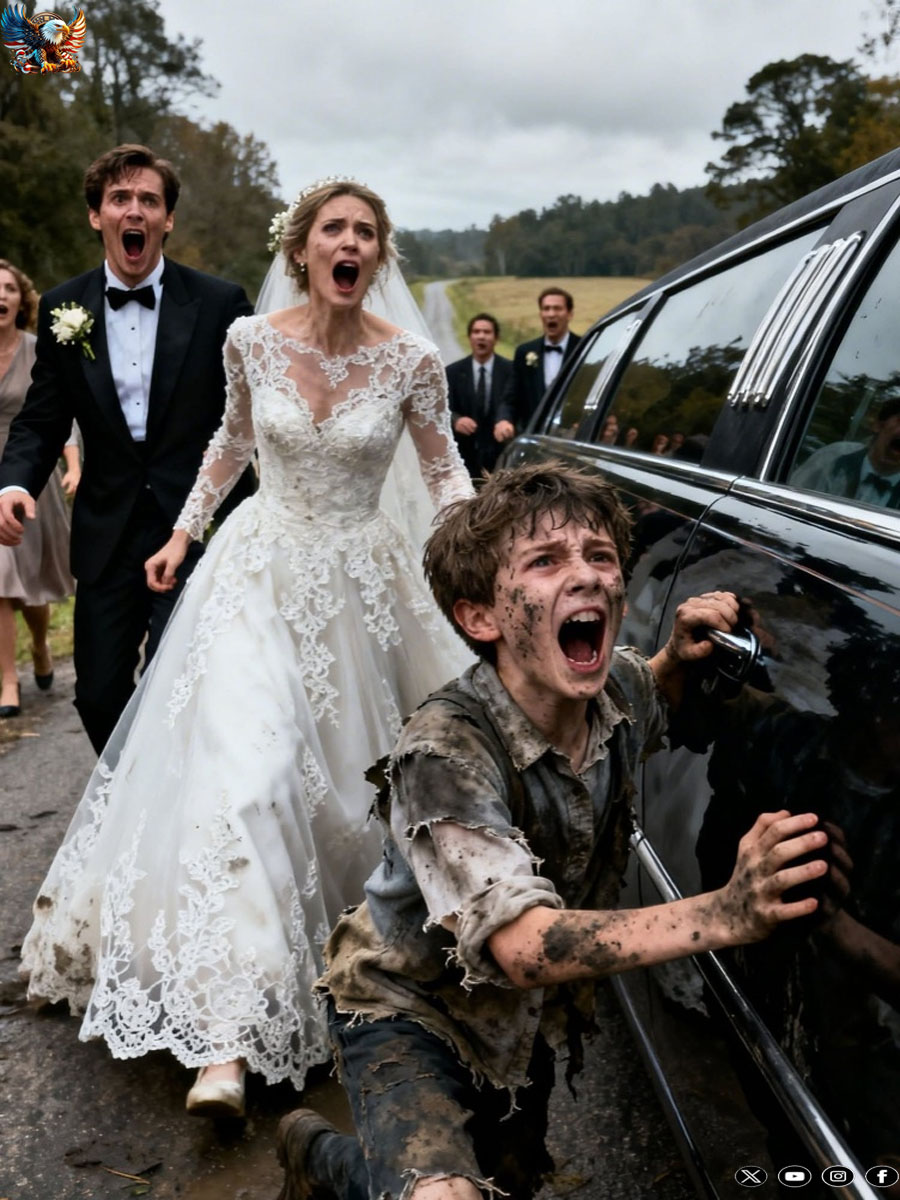 “Don’t get in, you’ve ruined the brakes!” shouted the boy in dirty, old clothes, covering the door with his body to prevent the newlyweds from entering.