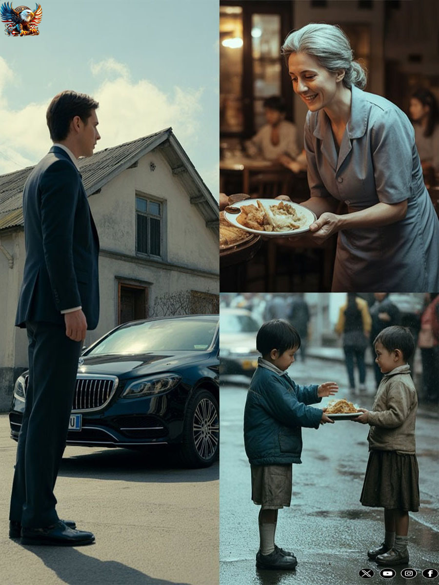 Waitress Offers Meal to Two Orphans, 17 Years Later, a Luxury Car Appears at Their House…