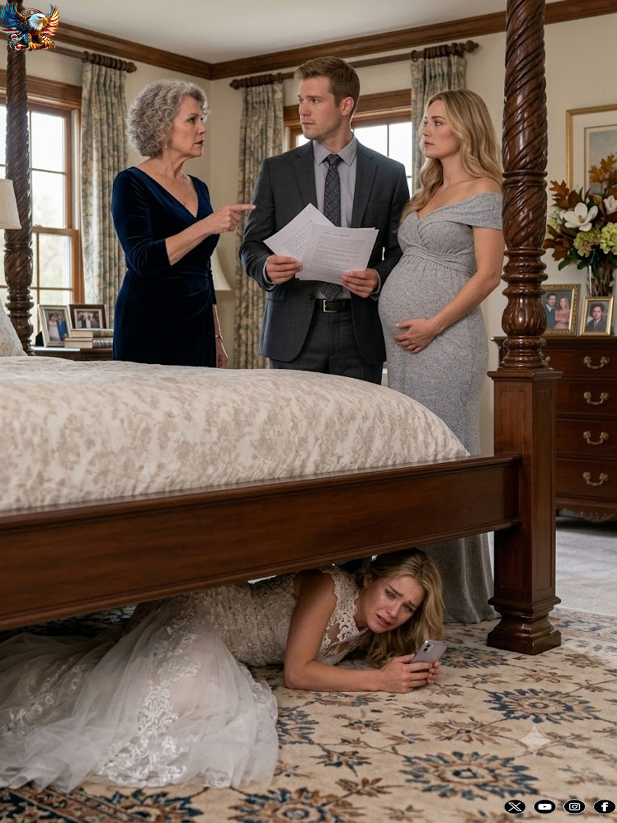 The bride hid under the bed as a prank, but she overheard her mother-in-law say, “In a year, we’ll take everything from her.” That night, she realized her marriage was a trap.