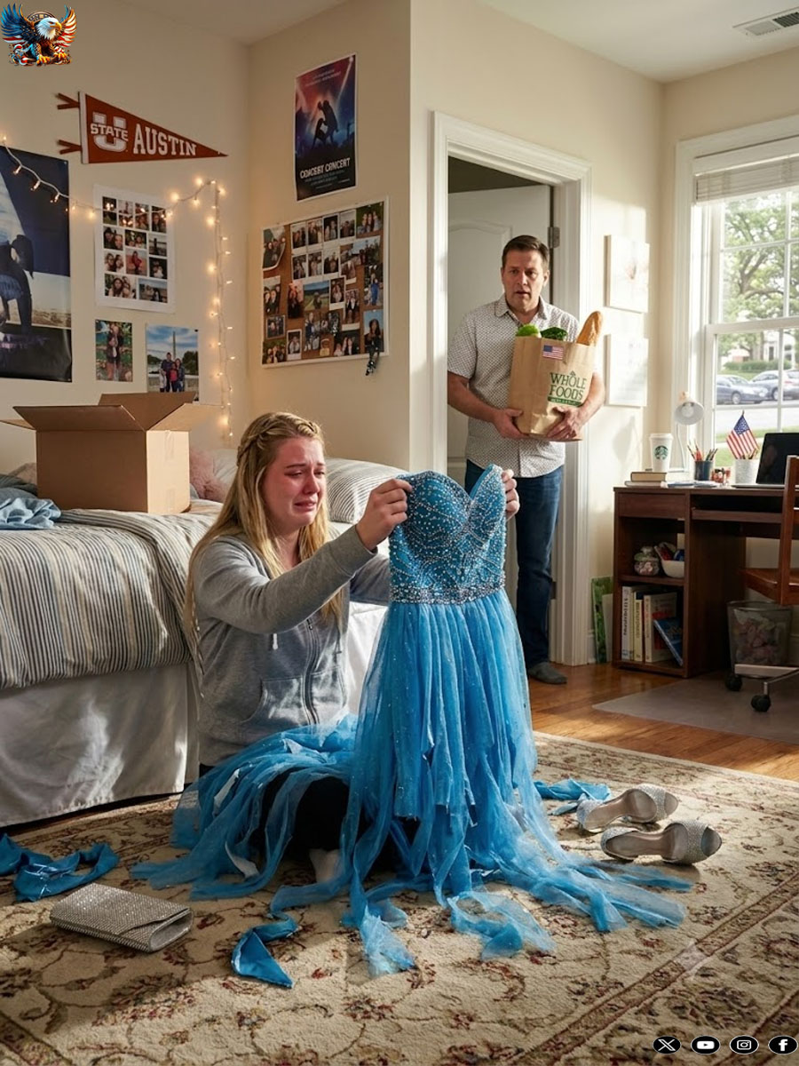 A father found his daughter’s graduation dress torn to pieces and discovered that the people responsible were sitting in the family living room pretending to be innocent: “It was just a joke.”
