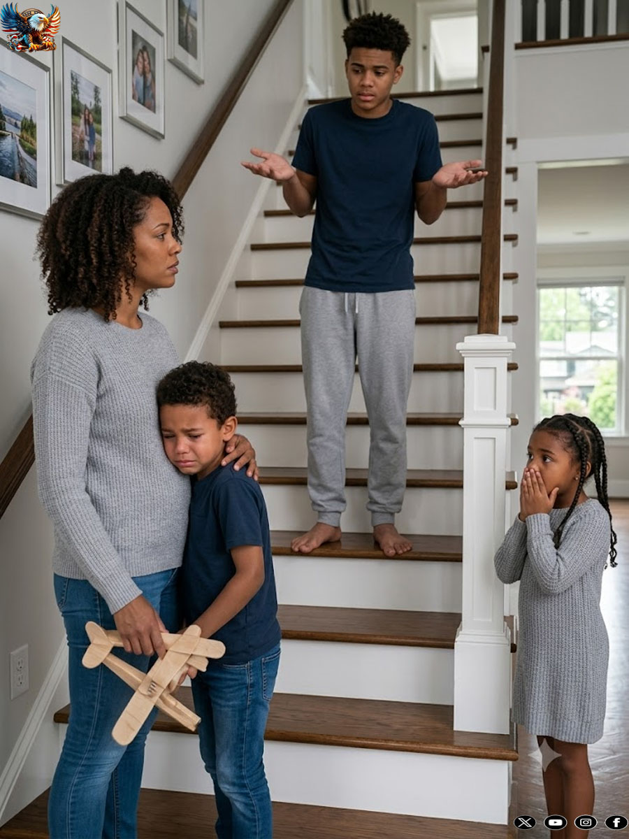 My stepson smashed my son’s handmade airplane, stared directly at me, and said, “YOU’RE NOT MY REAL MOTHER ANYWAY.” That night, I quietly stopped paying for every luxury, privilege, and expense I had been covering for that household… and before morning came, I discovered exactly WHO HAD BEEN TEACHING HIM TO TREAT ME LIKE GARBAGE ALL ALONG.