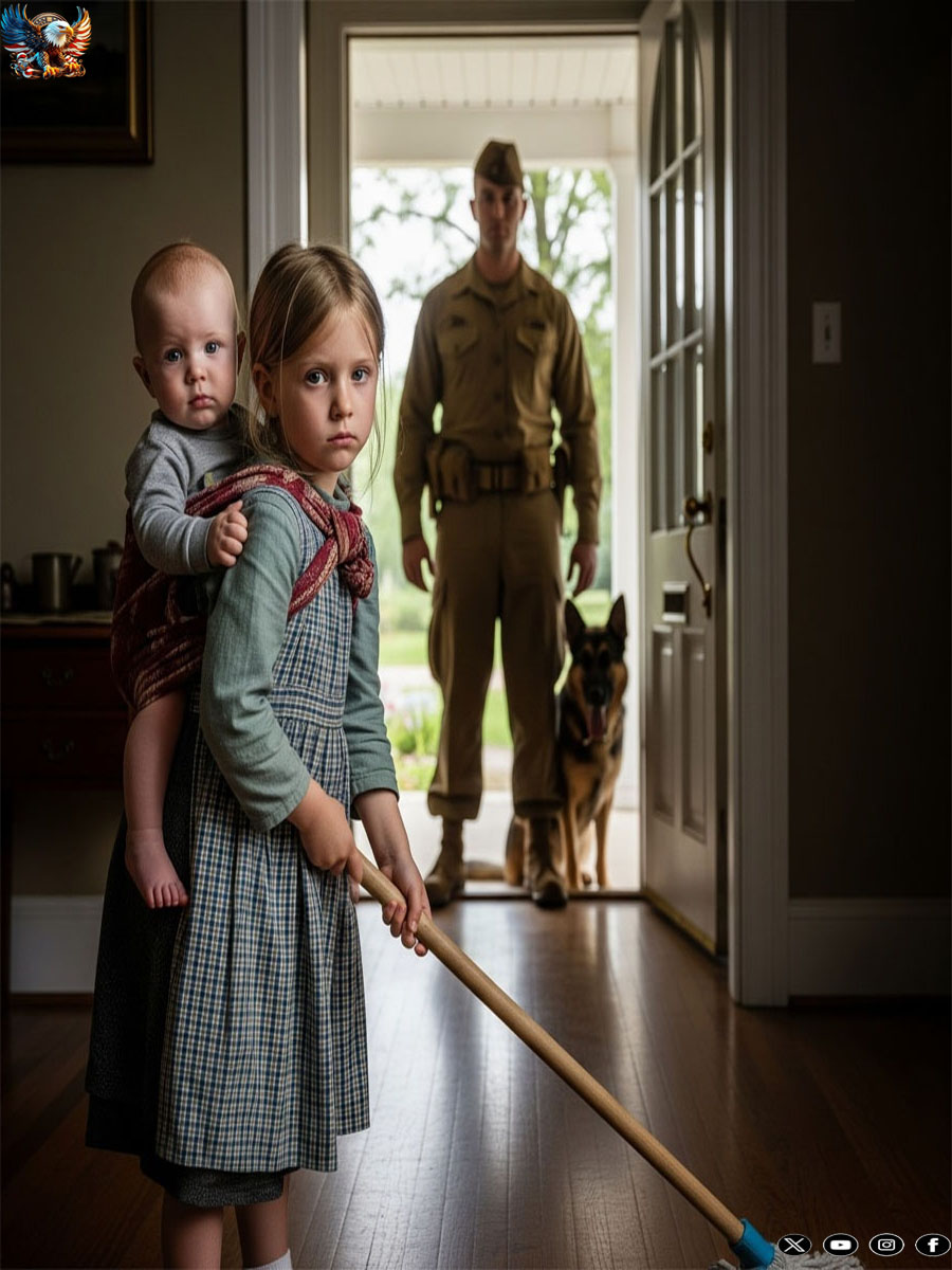 A soldier returns home to discover his daughter raising her little brother alone — their loyal dog the only protector left after the stepmother vanished with her lover.