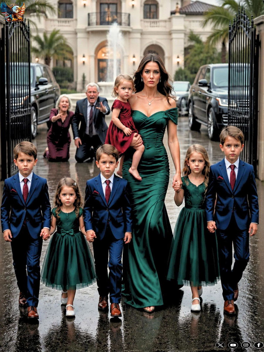 My father-in-law threw me and my six children out into the pouring rain, shouting, “Only real bl00d belongs in this house.” But the moment I mentioned the name on the deed, his expression changed and every person watching suddenly stopped laughing.