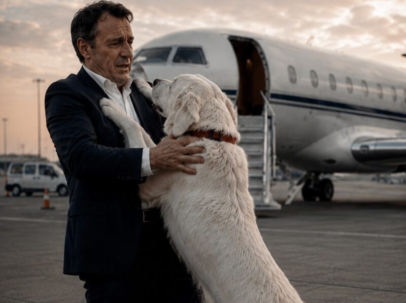 The billionaire was about to board his private jet to fly to an important meeting with his business partners when his dog suddenly started barking desperately. Just one minute later, something happened that made everyone understand why the dog had been acting so strangely