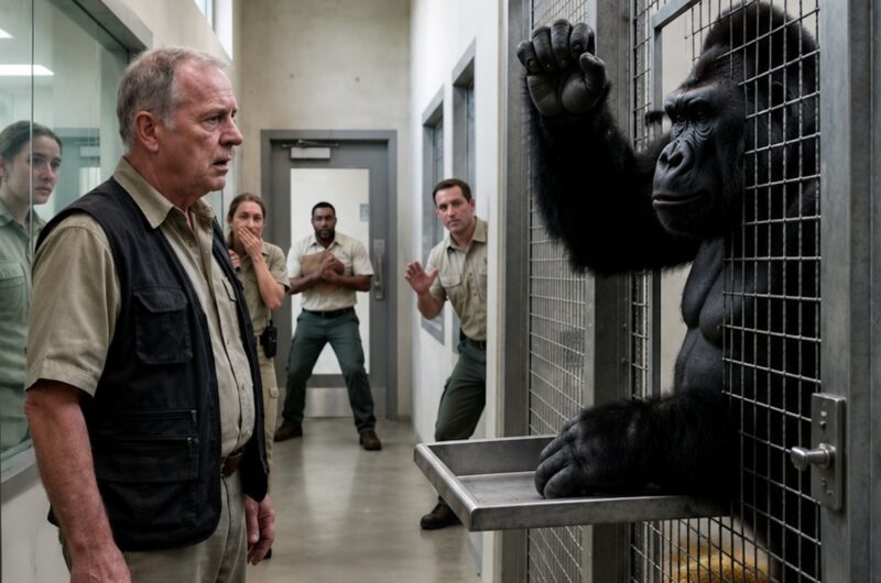 A retired man visited the gorilla he had once rescued and raised for the first time in eight years: the animal recognized him instantly, but instead of coming closer, it desperately tried to stop the man from approaching the enclosure