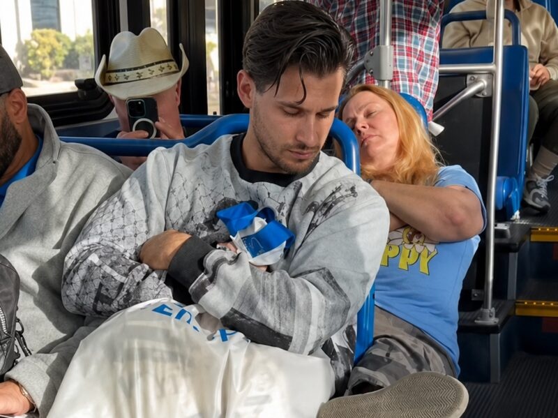 On the bus, one woman decided she could do whatever she wanted and put her dirty foot right on my armrest. I asked her several times to move it, but she just kept pretending to be asleep. In the end, I had to teach her a lesson she will never forget