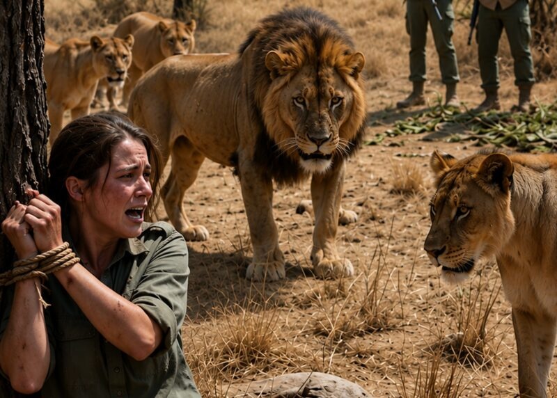 Poachers tied a young woman to a tree to be torn apart by lions and other predators. But when an entire pride of lions emerged from the savannah in response to her desperate screams, something so unexpected happened that the woman nearly lost consciousness from shock…
