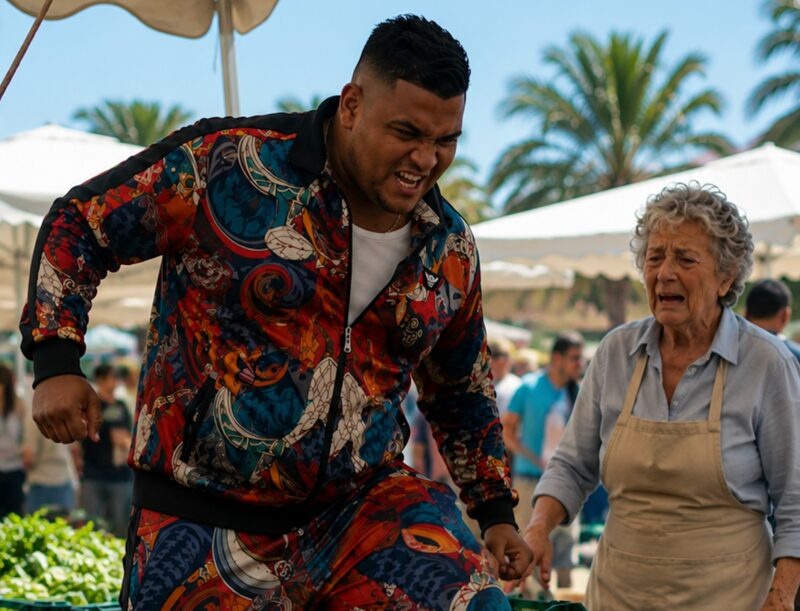 The market bully began stomping on and destroying an elderly woman’s produce after she refused to give him money, but he could never have imagined how this terrible act would end for him