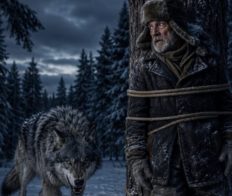 Bullies tightly tied a poor forest ranger to a tree and left him alone in the woods overnight: when darkness fell, he was surrounded by a pack of wolves, but what happened next was truly terrifying
