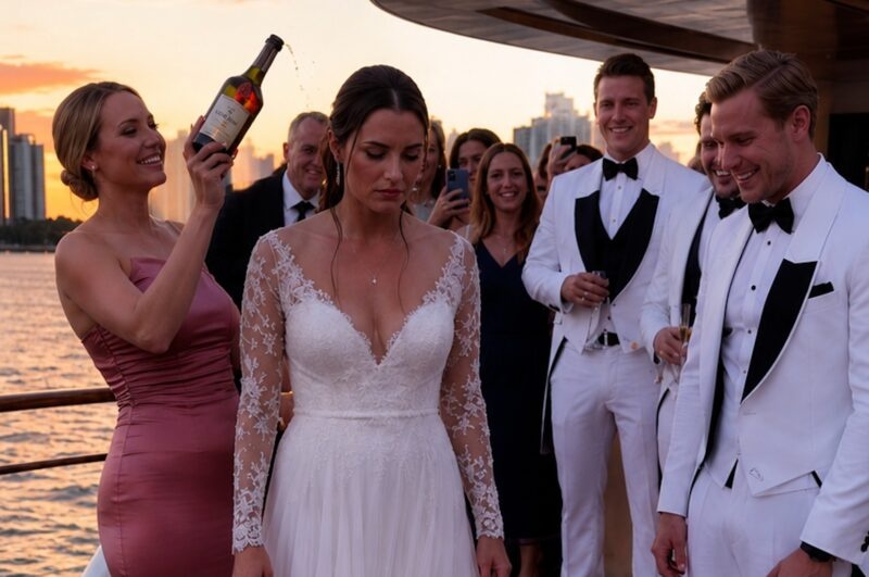 During the wedding, my mother-in-law poured red wine all over my white dress, and all the guests, even my fiancé, laughed at me, calling it just a joke. But only a few minutes later, I did something that made my mother-in-law deeply regret what she had done