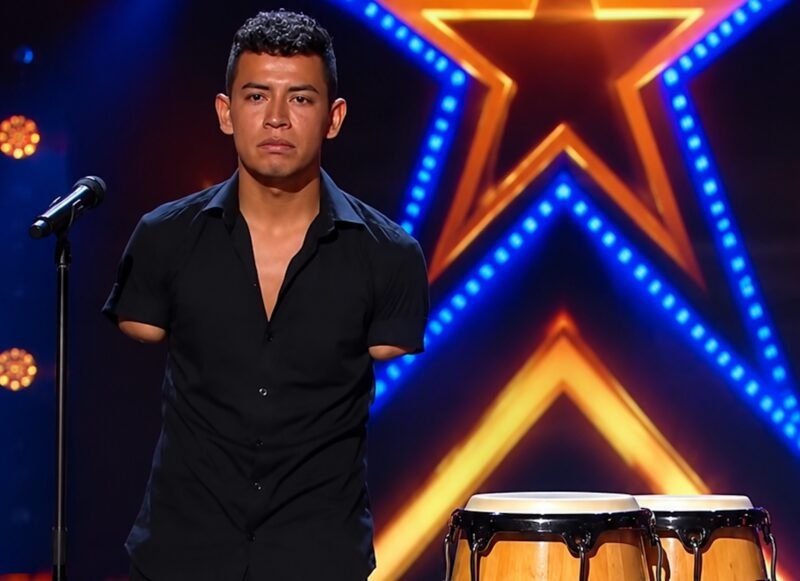 A boy without both arms came to a talent show and said he wanted to play the congas: the judges and audience started laughing at him until he did something that left the entire hall frozen in shock