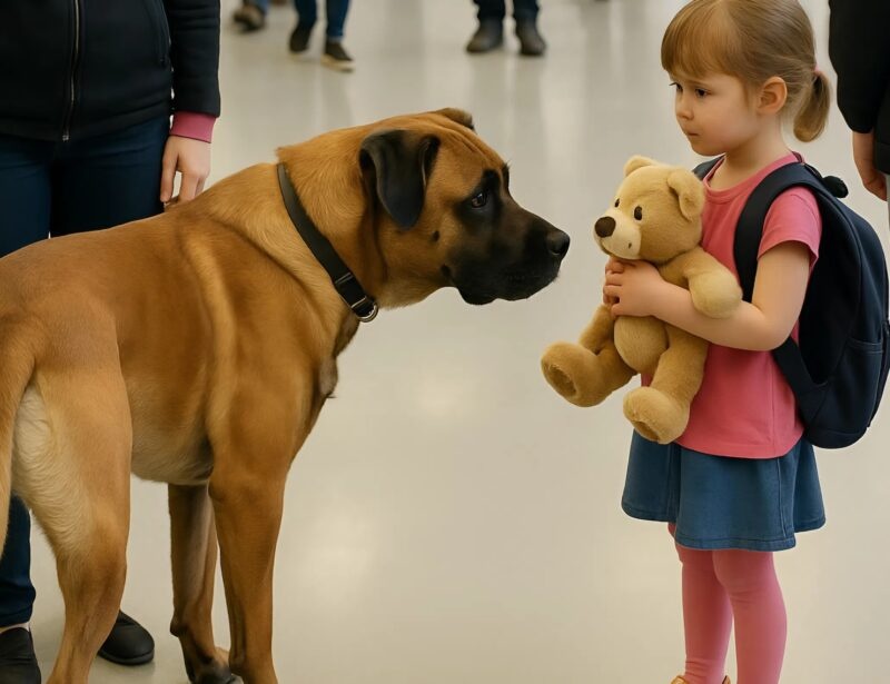 Service dog started barking when he saw a 5-year-old girl, then snatched the stuffed toy from her hands: and then something unexpected happened