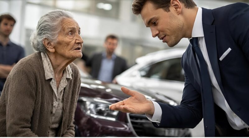 “I want to buy this car,” said the elderly woman, but the salesman smirked and threw her out of the dealership, saying she smelled like poverty: what happened next shocked the entire place