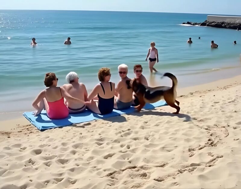 The friends were relaxing on the beach when suddenly a dog ran up to them and started barking loudly: one of the women suddenly turned pale as she looked carefully at the dog’s fur