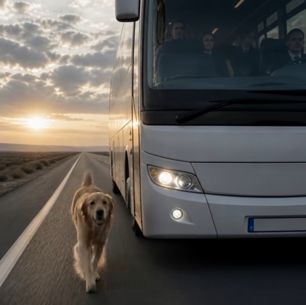 The bus was driving along its usual route when suddenly, out of nowhere, a dog appeared and started running alongside it: everyone was shocked when they found out the reason