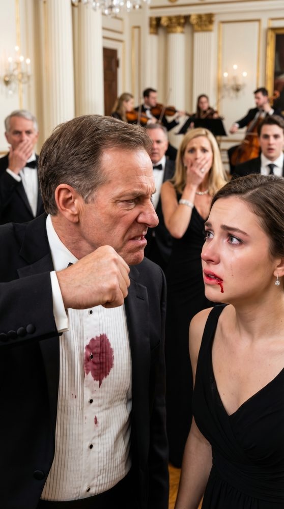 I only spilled a glass of wine. That was it. One second, I was apologizing at my father-in-law’s birthday party—then his fist slammed into my face in front of fifty guests. I looked at my husband, desperate for him to defend me, but he just said, ‘Apologize to my father, or leave.’ So I wiped the blood from my mouth… and walked out. I had no idea that was the moment their empire began to fall.