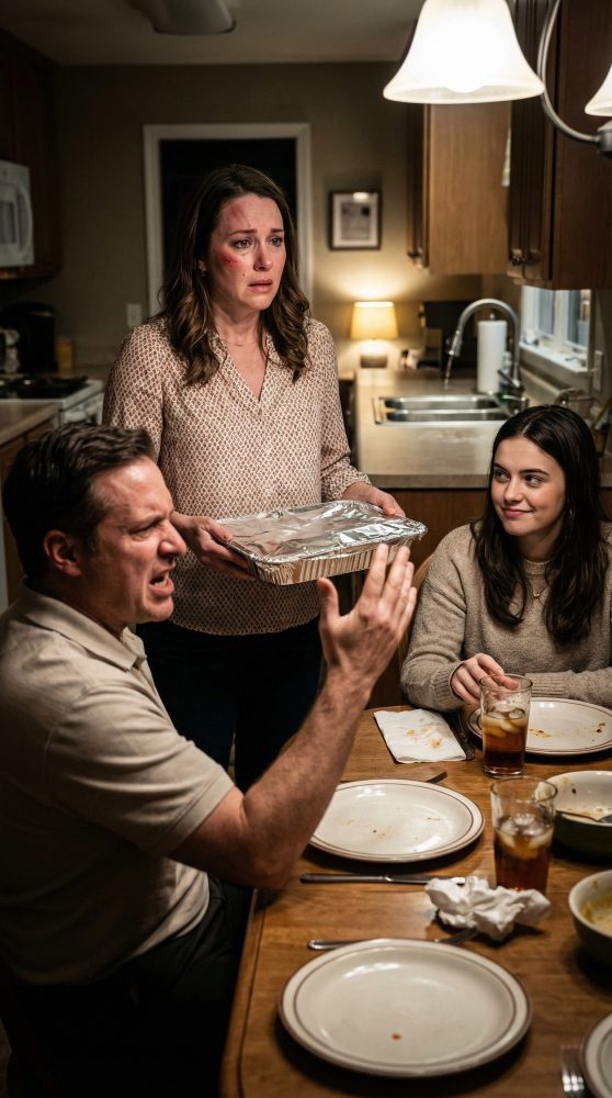 ‘It’s my house now,’ my son shouted—right before he slapped me again, and his wife just sat there laughing over my Sunday lasagna. I stood in my own kitchen, sixty years old, tasting blood and disbelief, and in that moment, something inside me went cold. By the next evening, he would come home to strangers behind the door… and finally learn what it costs to break a mother.