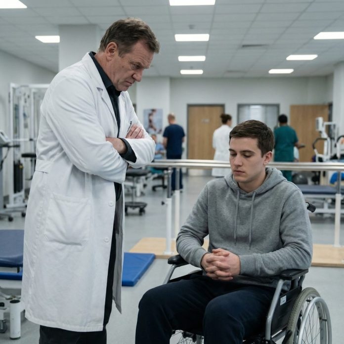 I spent eight years in a wheelchair, praying for a miracle, while the man trusted to heal me looked me in the eye and said, “Your God either isn’t real, or He forgot you.” I thought that was the cruelest moment of my life—until hours later, I heard him scream in the dark. When I reached him bleeding on the stairs, I had a choice… and what happened next changed us both forever.