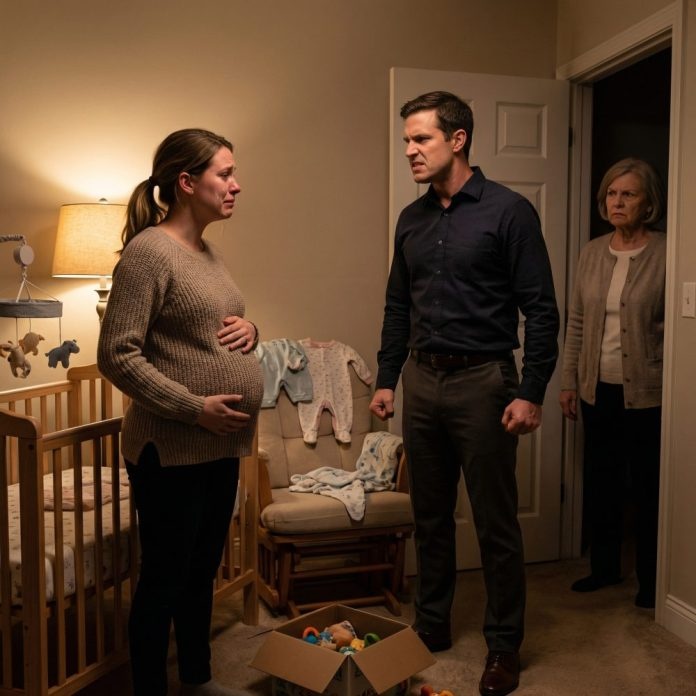 I used to believe love meant sacrifice—until the night my mother-in-law smiled in the nursery, my husband looked me in the eyes, and I heard him say, “Maybe now you’ll finally learn your place.” I was six months pregnant when the man I trusted most became the one I feared most. What happened after that nearly destroyed me… but it also exposed a truth no one saw coming.