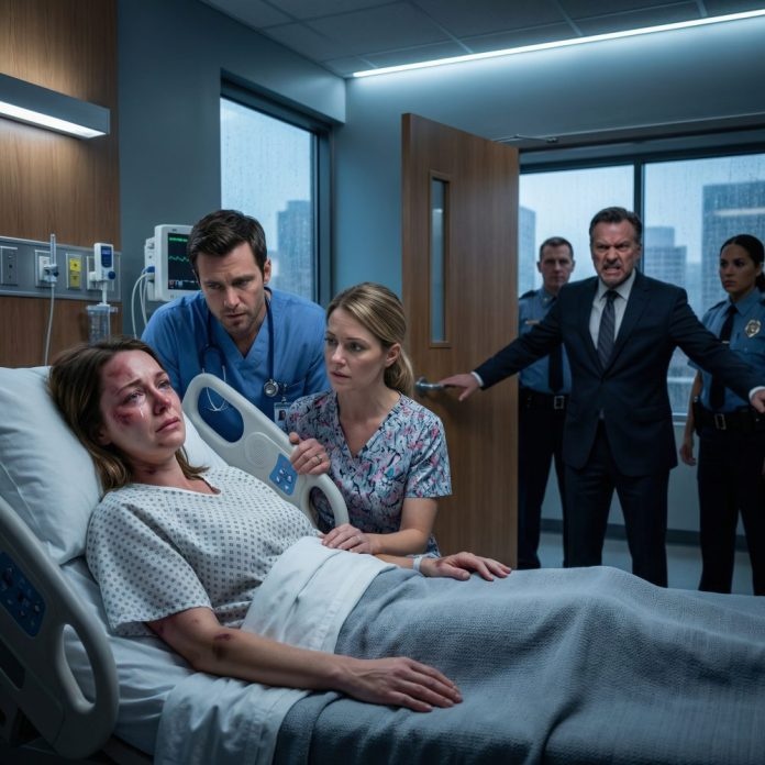 I told the doctor I fell down the stairs. My husband squeezed my hand and smiled. Then she looked at my bruises and whispered, ‘Sarah… these injuries didn’t come from one fall, did they?’ In that moment, my whole body went cold. If I told the truth, he would destroy me. If I stayed silent, he might kill me. I opened my mouth, and everything changed. What happened next still haunts me.
