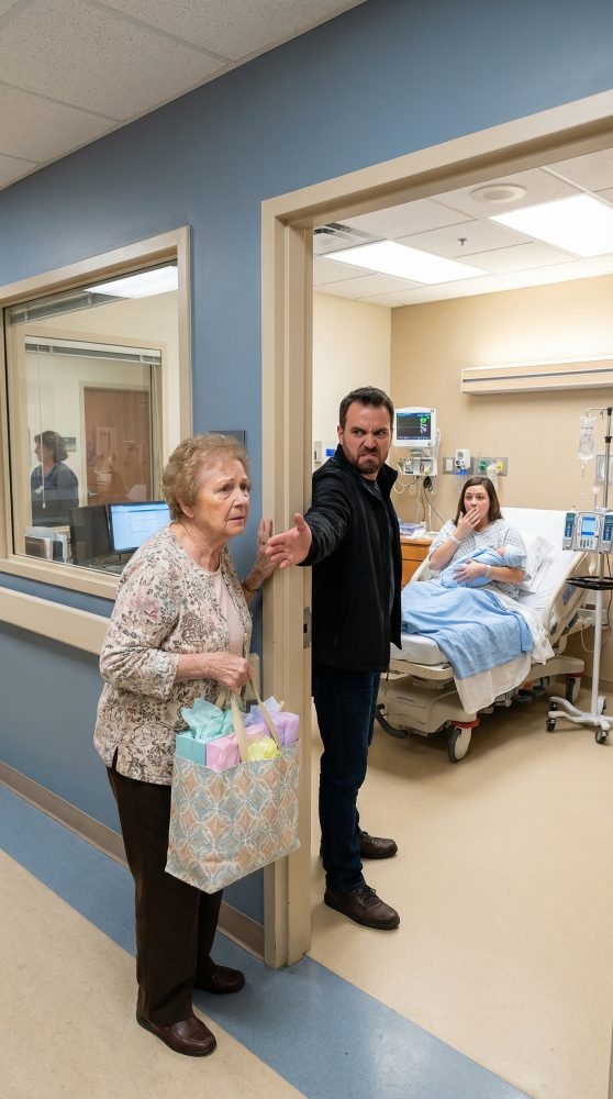 I came to the hospital with trembling hands and a bag full of gifts, desperate to see my newborn grandchild for the first time. But before I could step inside, my own son blocked the door and spat, “You filthy old woman! You’ll infect the baby!” Then he hurled my gifts to the floor and shoved me down. Lying there in shame, I made one decision: he would never see my inheritance again… but that was only the beginning.
