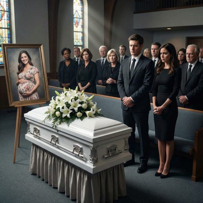 I was standing beside my pregnant daughter’s casket when her husband walked in—with his mistress on his arm. My blood ran cold. Then he looked straight at me and whispered, “It’s over now.” Over? My daughter was dead, my grandson was gone, and somehow he looked relieved instead of broken. But when the lawyer rose and said, “Before we bury her, there’s something you all need to hear,” the entire room stopped breathing.