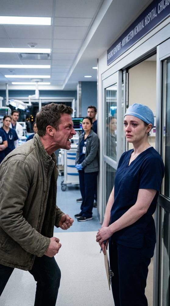 “Where were you?” Luke Hayes shouted in the middle of a Chicago hospital corridor, his voice shaking with rage. “My father is dying—and you show up now?” The exhausted neurosurgeon didn’t fight back. She only whispered, “Please… let me save him.” Two hours later, Luke learned the truth: while he was screaming at her, she had just left her husband’s deathbed. And that revelation would destroy everything he thought he knew…
