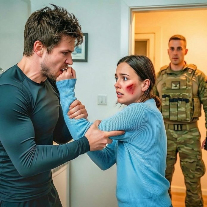 I had just come home after nine months at war, still wearing my uniform, still thinking about how my little sister would smile when she saw me at the door. Instead, I found Lily frozen at the kitchen table, her face bruised, her hands shaking. “Who did this to you?” I asked. She whispered, “Please, Ethan… don’t make it worse.” But when I heard his voice in my house that same week, I knew something was about to break—and not quietly.
