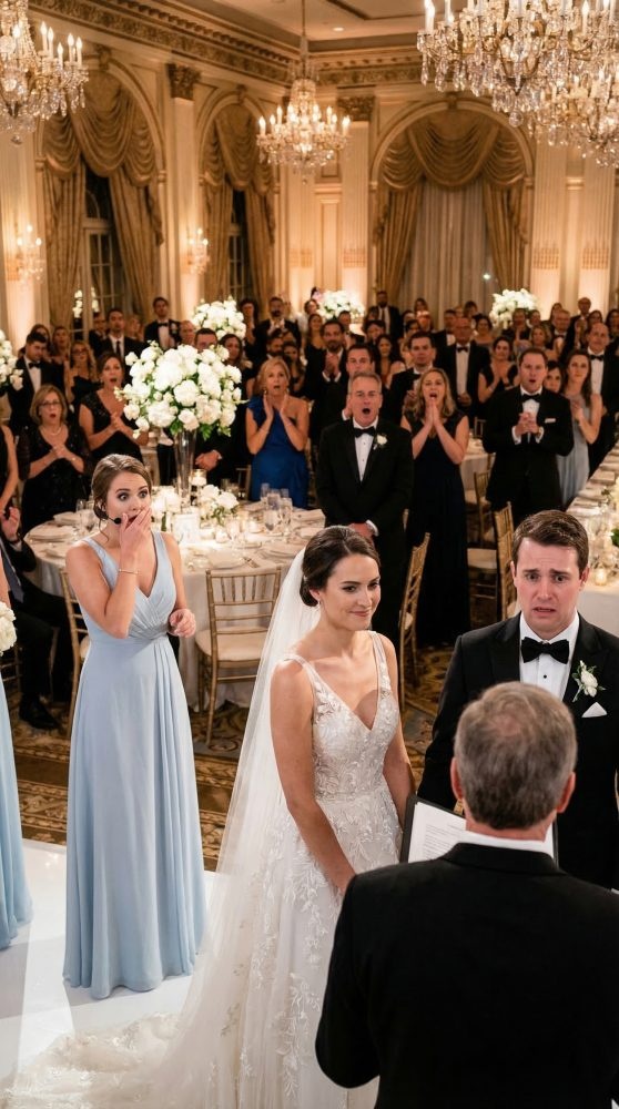 On my wedding day, I was about to say my vows when my maid of honor stood up and announced she was pregnant with my husband’s baby. 300 guests gasped. But instead of crying, I just smiled and said I’ve been waiting for you to finally tell everyone the truth. Her face went white. She had no idea what was coming next…