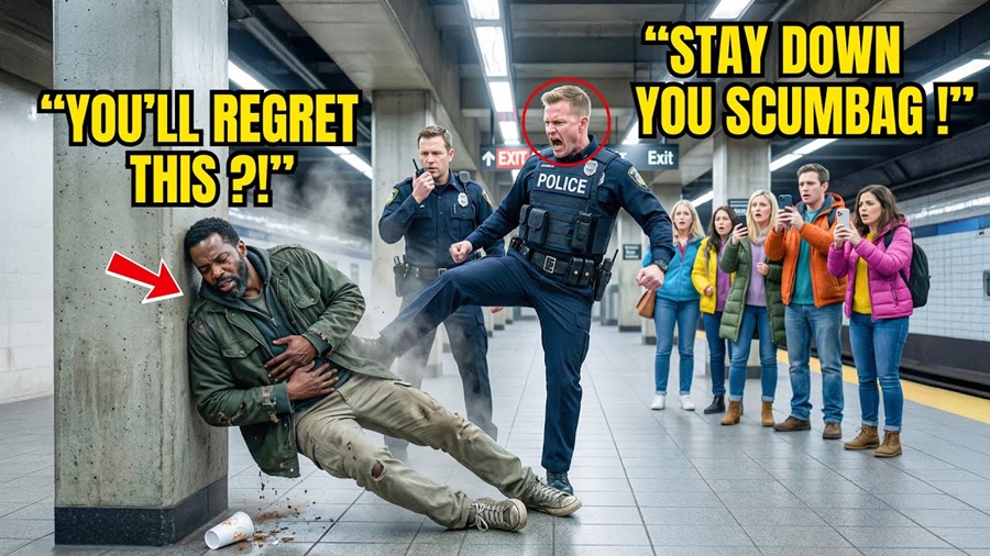 Cop Kicked a Black Homeless Man at the Train Station — Then He Pulled Out a Badge, Officer Went Pale