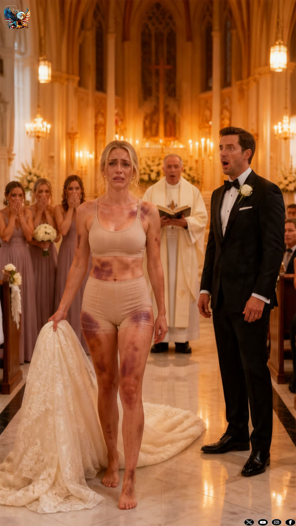 At the wedding altar, the groom tightened his grip on my hand and whispered, “From this moment on, you answer to me. Never forget your place.” I smiled softly and replied, “If you wanted a wife… then meet my witness.”