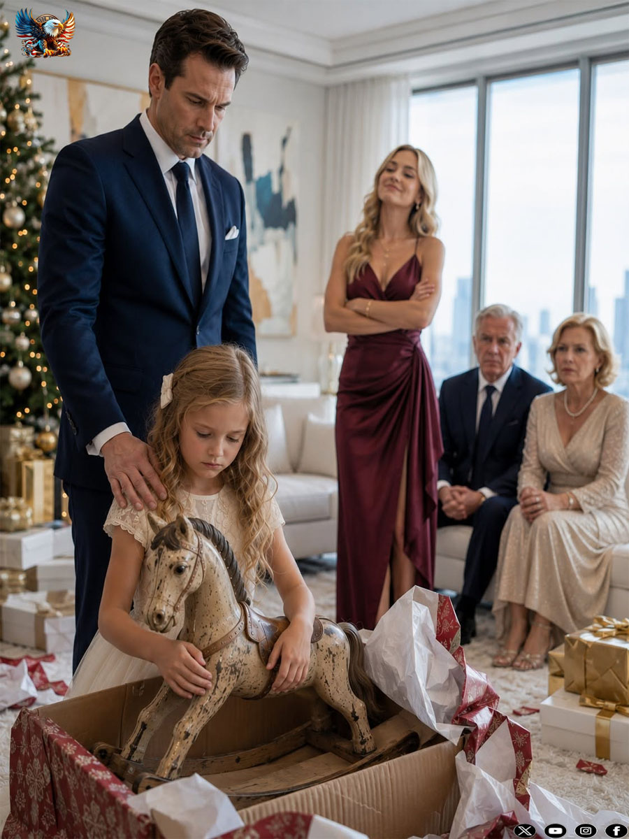 A little girl received a broken toy horse on New Year’s Day, and her grandfather said in front of everyone, “She doesn’t count.” No one imagined that her father would respond with a decision that would shake the entire family.