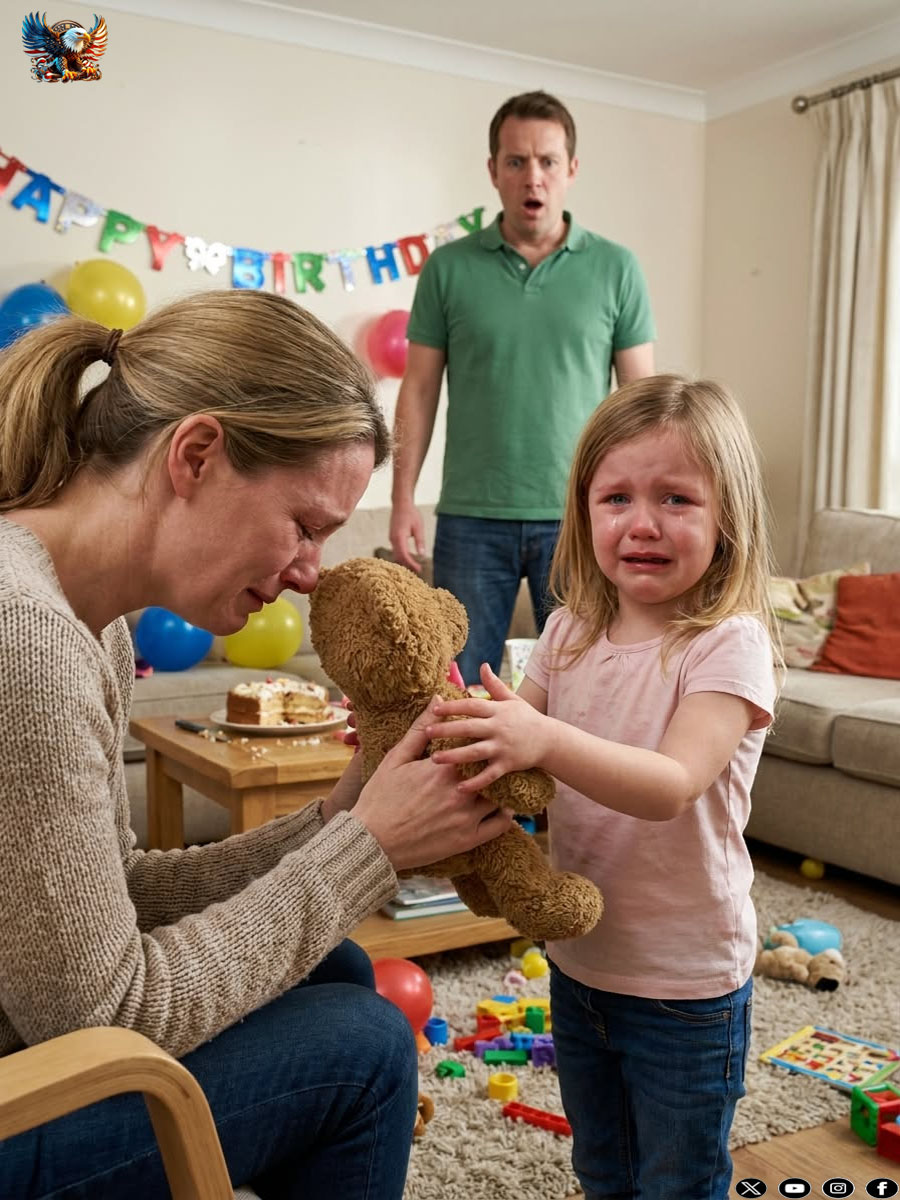 My in-laws sent my 6-year-old daughter a cute brown teddy bear for her birthday. She smiled for a second, then suddenly froze and asked, “Mommy, what is it?