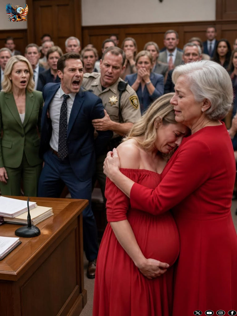 At my divorce hearing, I was eight months pregnant when the judge decided I would leave with nothing. My husband wore a smug smile, certain victory was his. “Let’s see how you and that baby survive without me,” he mocked. I held back tears and got ready to walk out—until the courtroom doors burst open. A billionaire woman entered and said, “My daughter will live far better without you.” What followed changed everything.