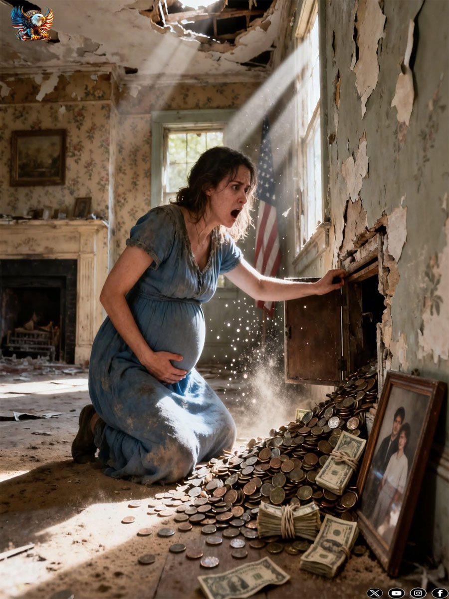 A pregnant widow buys a house for next to nothing… Behind an old painting, she found a treasure in the adobe house.