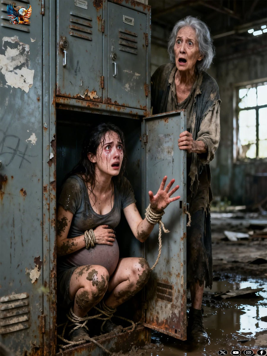 A woman collecting scrap metal took in a pregnant woman found inside a refrigerator.