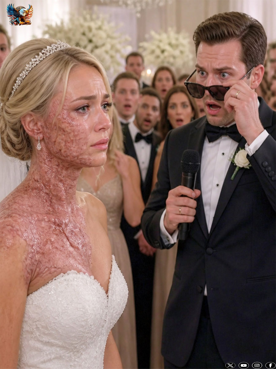 At my wedding, the guests laughed at my groom. “He must be blind to marry such a hideous woman with scars covering her face,” someone sneered. My husband calmly took the microphone.