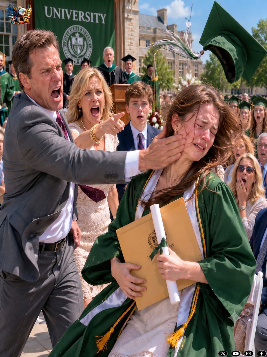 At my graduation, my dad sl@pped me so hard that my cap fell on the floor. My mom yelled, “You’re just a loser with a toga!”. Everyone expected me to c0llapse, but I picked up my diploma, asked for the microphone, and revealed the truth my family had hidden for 4 years.