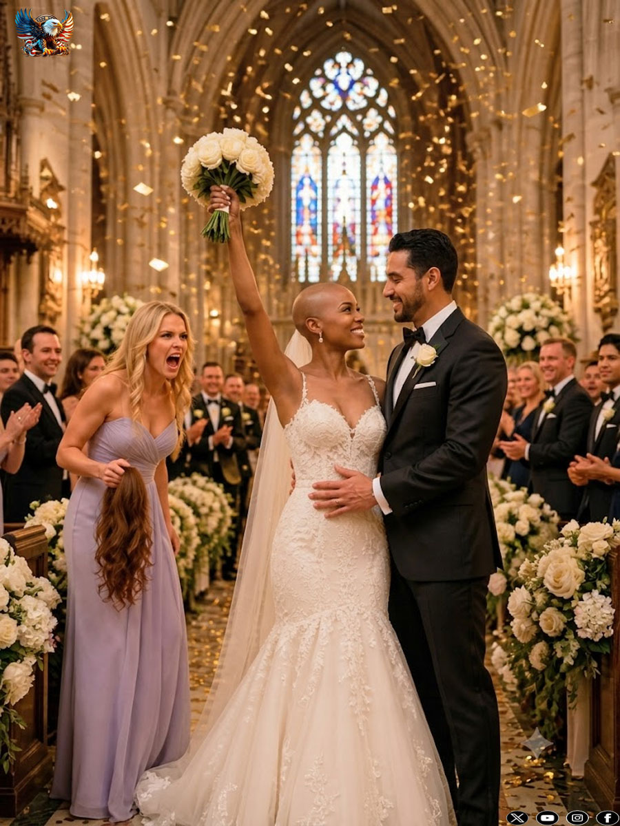 Before my $5M wedding, my cruel golden sister hid my wig to mock my chemo hair loss. “A bald bride for a perfect groom. You look like a sick rat,” she mocked, pushing me toward the aisle. I calmly wiped my lipstick, left the dressing room bareheaded, and put on a $2M diamond tiara. As I walked down the aisle, the 500 guests didn’t laugh. They all stood in silent respect as my groom announced…