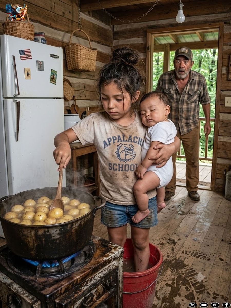 He came home late from work and found his 7-year-old daughter cooking with the baby in her arms while his wife slowly disappeared.
