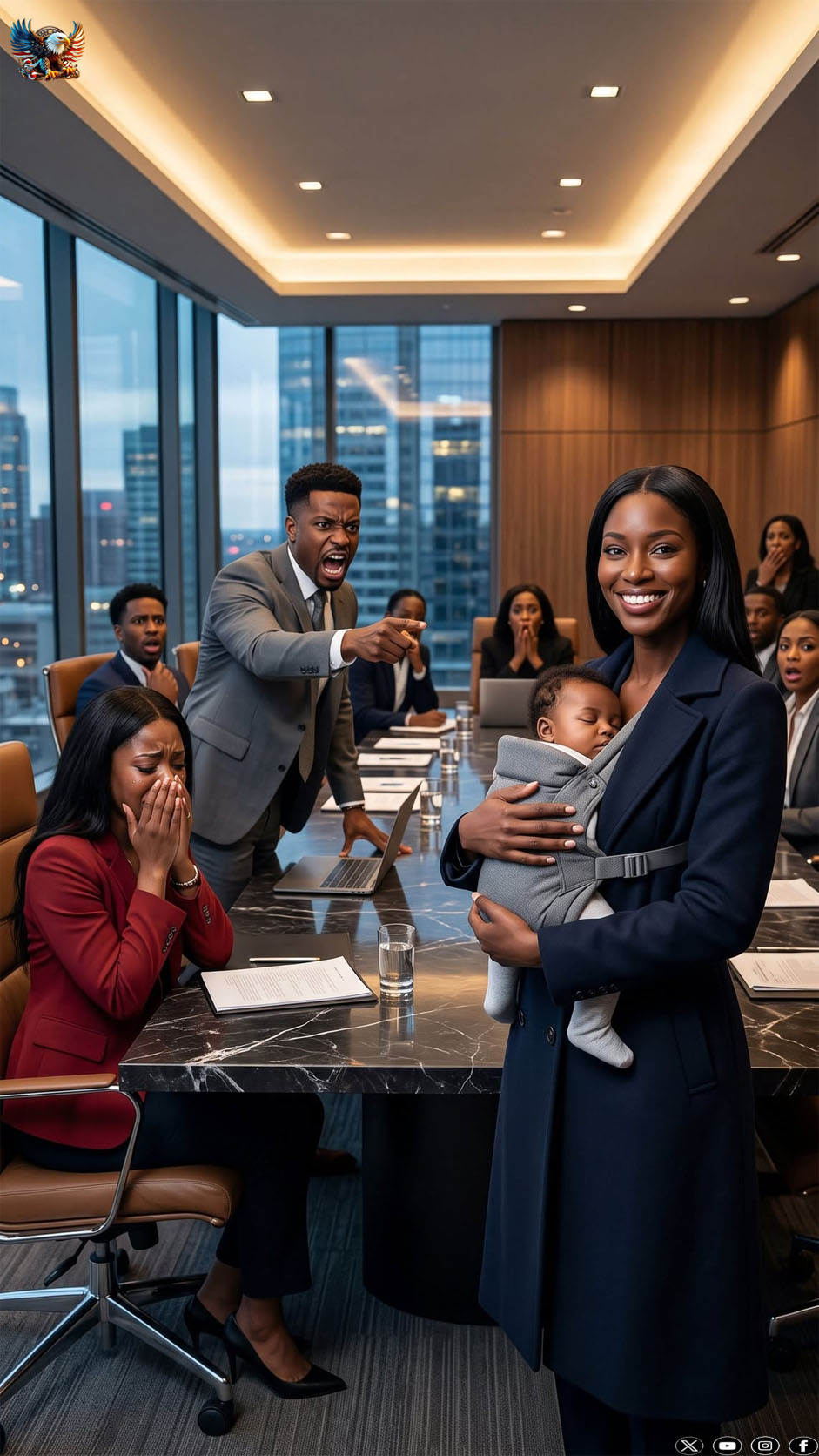 My billionaire husband brought his mistress to our divorce meeting and I brought our 11-day-old son sleeping against my chest. He had convinced her my pregnancy was just a desperate lie. “You told me there was no baby,” her arrogant smirk vanished, and hissed at him. My husband went ghost-white. I didn’t cry. I slid a sealed envelope across the table and whispered the words that would destroy his entire empire.