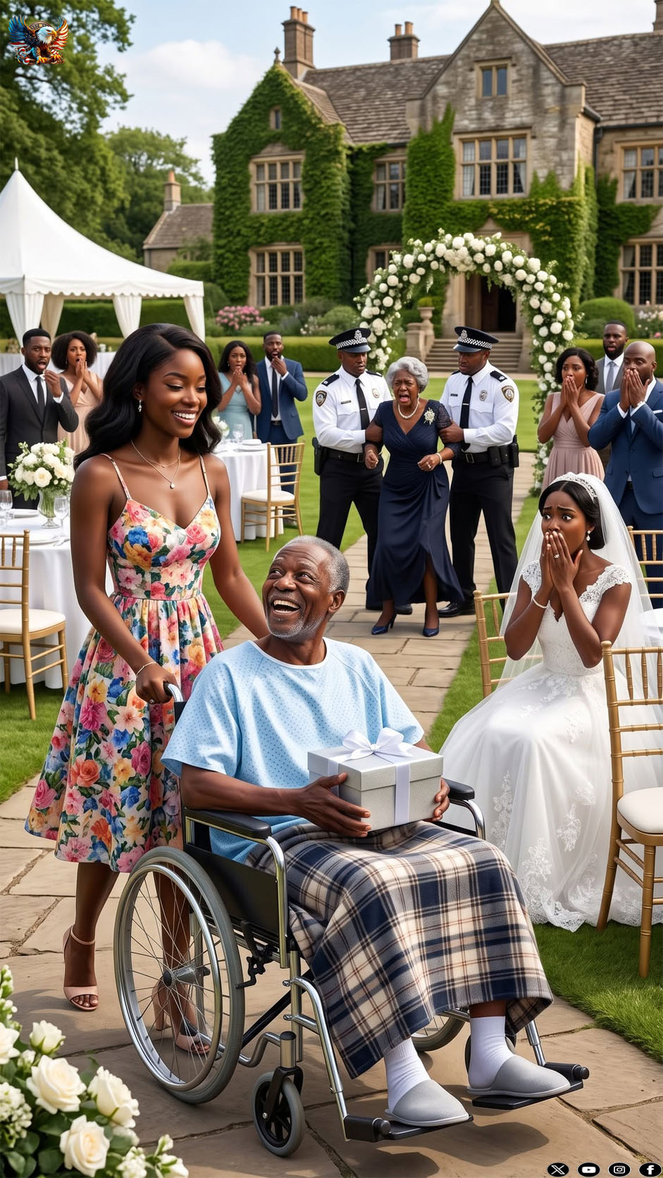 My grandfather flew six hours to attend my brother’s wedding—but my parents sat him behind the trash cans. My mother hissed, ‘That old beggar will embarrass us.’ When I spoke up, she slapped me and threw me out. Five minutes later, when a convoy of bulletproof SUVs crashed the gates, my dear family could not stop screaming…