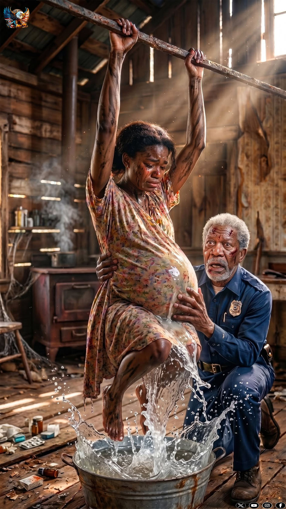 At 2:47 AM, a tiny voice sobbed: “Daddy’s baby is hurting me.” The cop dismissed the prank, but searched the abandoned house anyway. Shining his light, the truth of her “pregnancy” made him freeze…