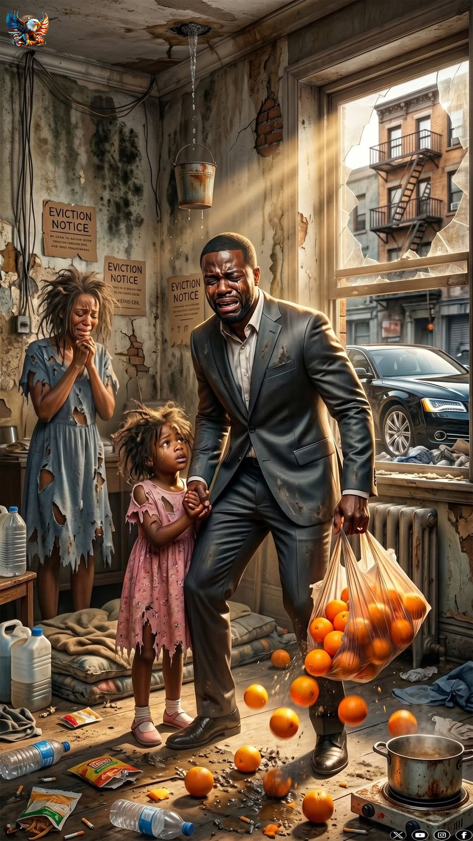 “Please buy my oranges, I need medicine for Mama,” a girl begged at my gate. But when she saw a photo in my hall, she gasped, “That’s my mom!” I rushed to her shack and found my long-lost love. She trembled: “You shouldn’t have come, Grant. Now we’re all in danger.” Just then, a black car pulled up behind us, and my daughter screamed…