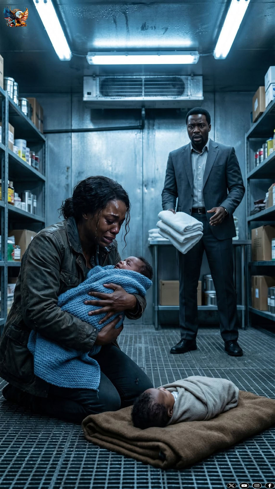 My husband locked me in a -50°F freezer at eight months pregnant, he sneered: “The insurance pays triple”. As my first contraction hit in the icy dark, I realized my marriage was a lie. But the coward didn’t know the billionaire enemy waiting just outside…