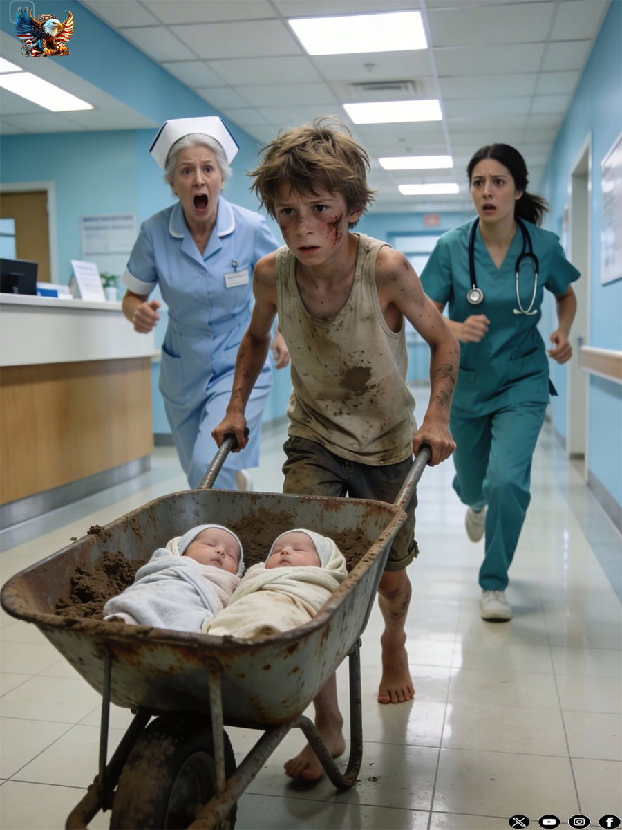 A 9-Year-Old Boy Pushed His Sick Twin Brothers Miles in a Rusty Wheelbarrow Under the Burning Sun… But What Doctors Discovered Next Left Everyone in Tears